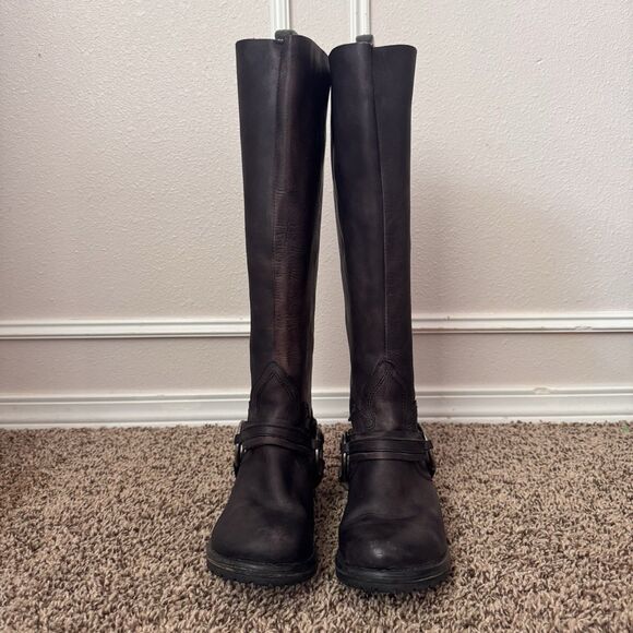 Steve Madden Judgement Women's Size 7M Distressed Leather Tall Moto Boots - Picture 3 of 15